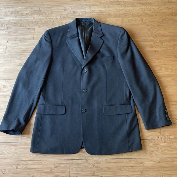 ALFANI Macy's Men's Store 2 Piece 100% Wool Suit 42L Dkbrown 3 Button - Picture 3 of 15